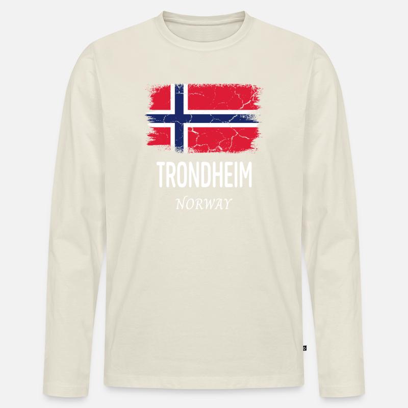 Trondheim - Männer Premium Bio Langarmshirt - Naturweiß