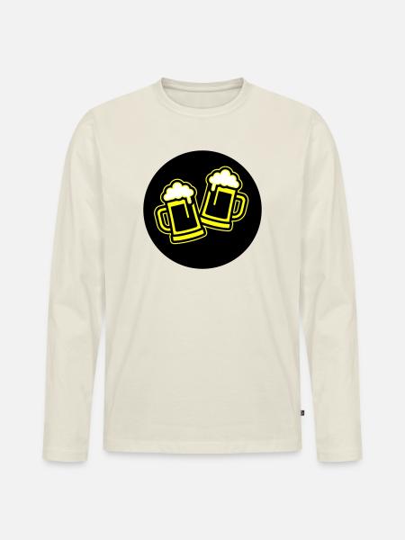 Bier Anstoßen Symbol Bierkrug - Männer Premium Bio Langarmshirt - Naturweiß