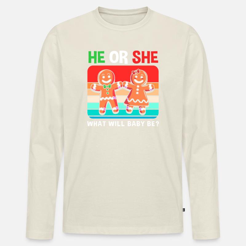 Werdender Papa werdende Väter Weihnachten - Männer Premium Bio Langarmshirt - Naturweiß