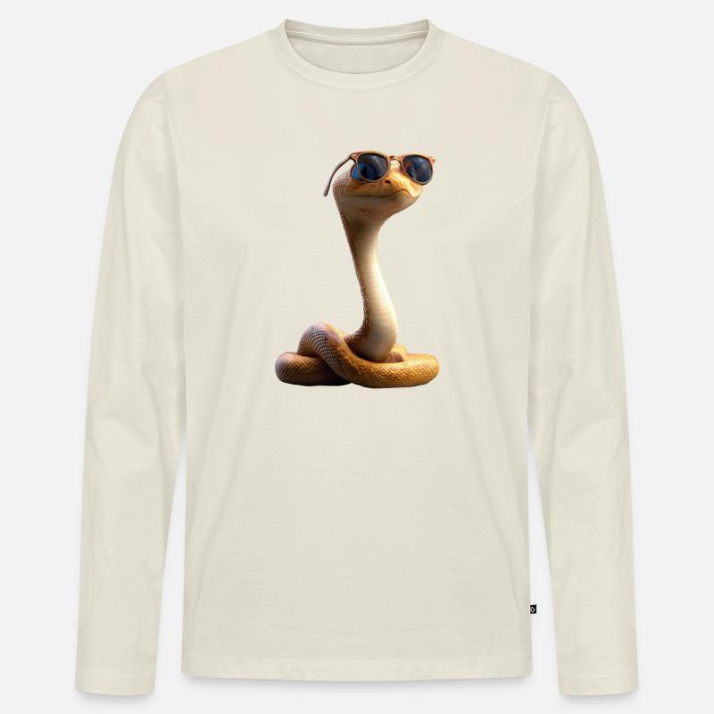 Schlange Python Kobra Klapperschlange Schlangen - Männer Premium Bio Langarmshirt - Naturweiß