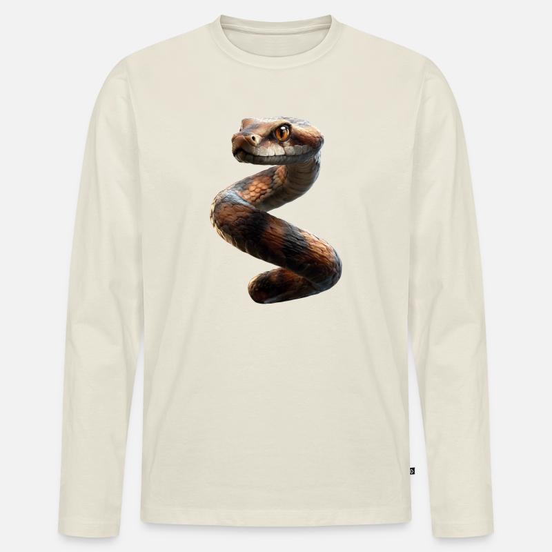 snake, python, cobra, rattlesnake, snakes - Men's Premium Organic Long Sleeve Shirt - off white