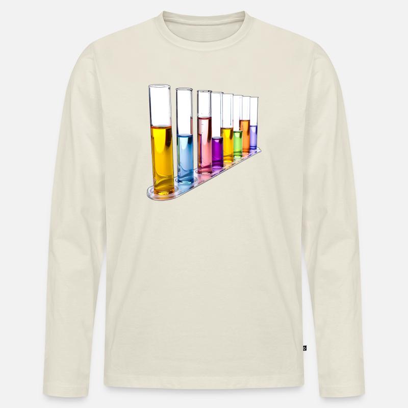 Rainbow Test Tubes Pattern - Men's Premium Organic Long Sleeve Shirt - off white