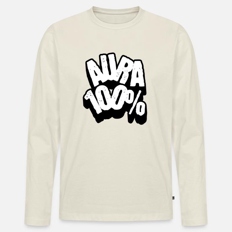 Aura 100% - Männer Premium Bio Langarmshirt - Naturweiß