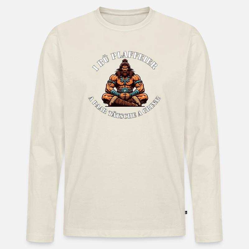 Urzeit Kraft Krieger "Plaffeier_Hoi" - Männer Premium Bio Langarmshirt - Naturweiß