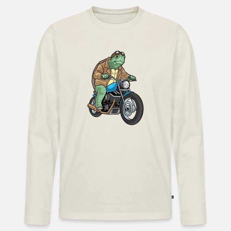 Schildkröte Motorrad - Männer Premium Bio Langarmshirt - Naturweiß