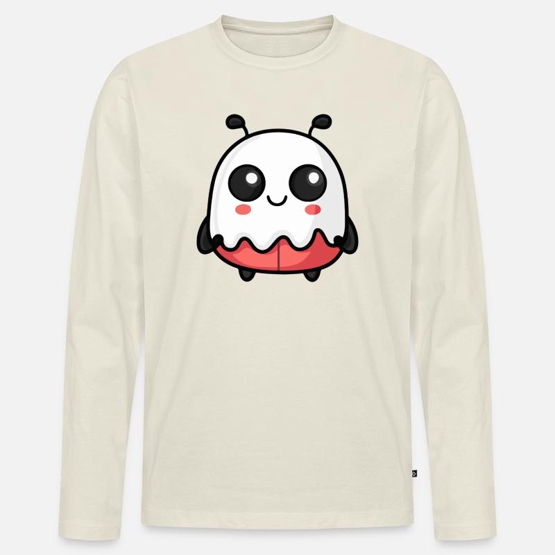 Marienkäfer Halloween Geist - Männer Premium Bio Langarmshirt - Naturweiß