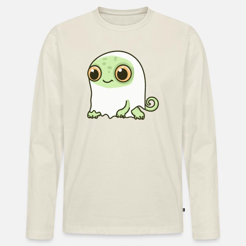 Chameleon Halloween Geist - Männer Premium Bio Langarmshirt - Naturweiß