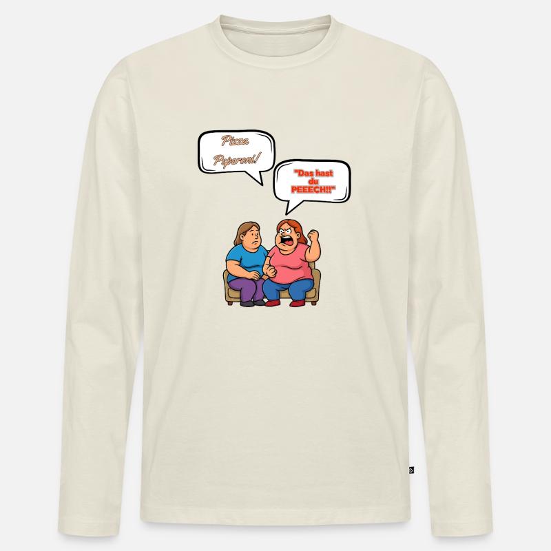 Pizza Peperoni Streit - Männer Premium Bio Langarmshirt - Naturweiß