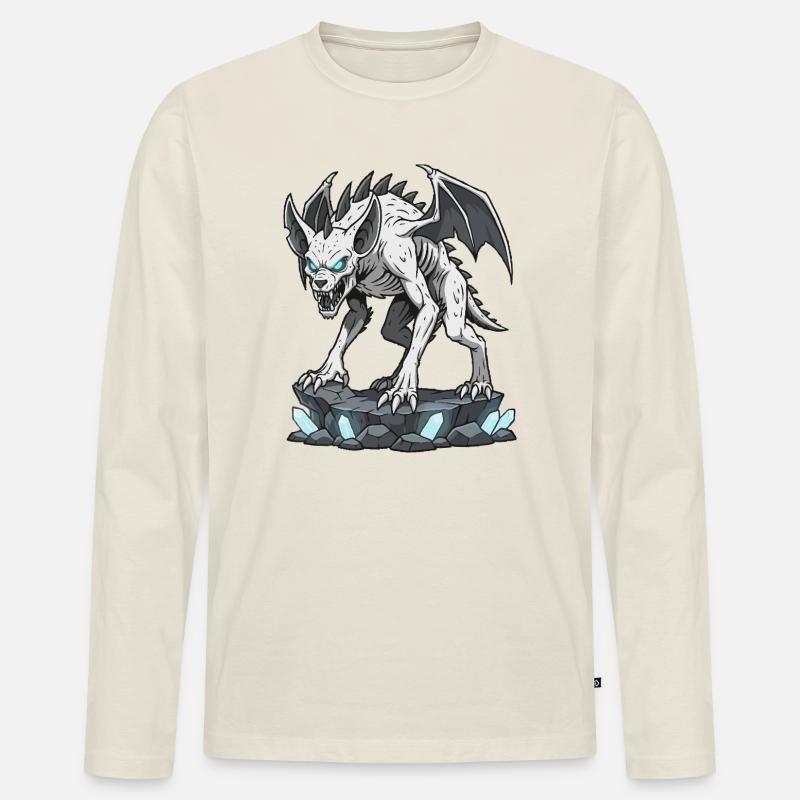 Chupacabra Dämonenwolf - Männer Premium Bio Langarmshirt - Naturweiß