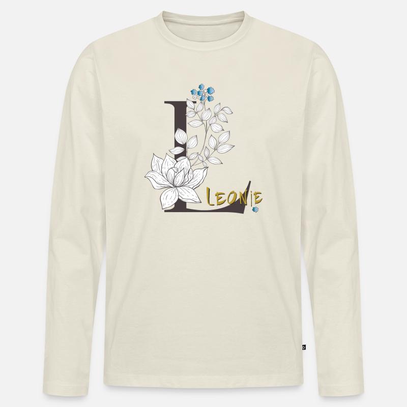 Buchstabe L Leonie - Männer Premium Bio Langarmshirt - Naturweiß