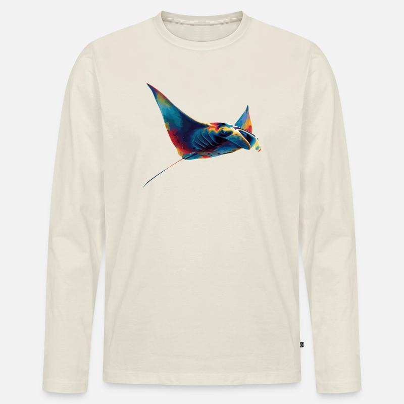 Manta Rochen Teufelsrochen Stachelrochen Taucher - Männer Premium Bio Langarmshirt - Naturweiß