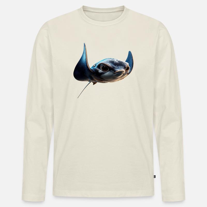 Manta Rochen Teufelsrochen Stachelrochen Taucher - Männer Premium Bio Langarmshirt - Naturweiß