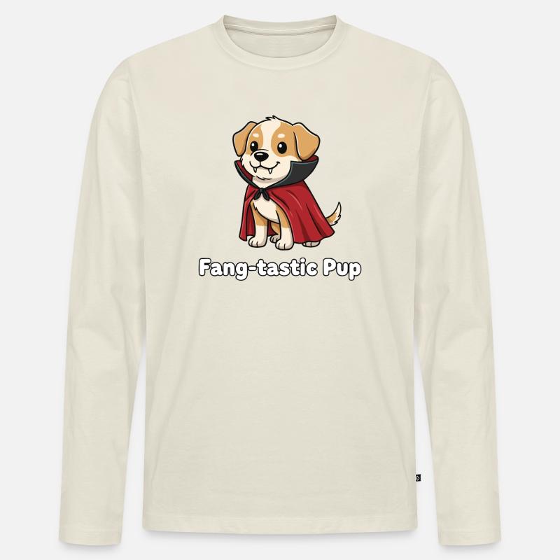 Fangtastischer Welpe Cape - Männer Premium Bio Langarmshirt - Naturweiß