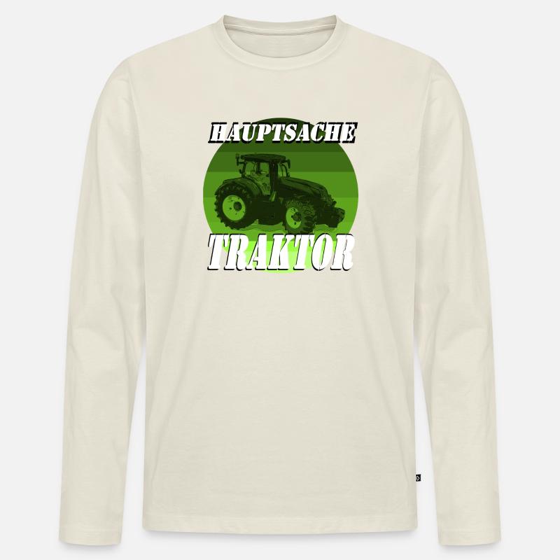 Hauptsache Traktor - Männer Premium Bio Langarmshirt - Naturweiß