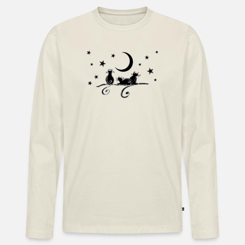 Katzen - Männer Premium Bio Langarmshirt - Naturweiß
