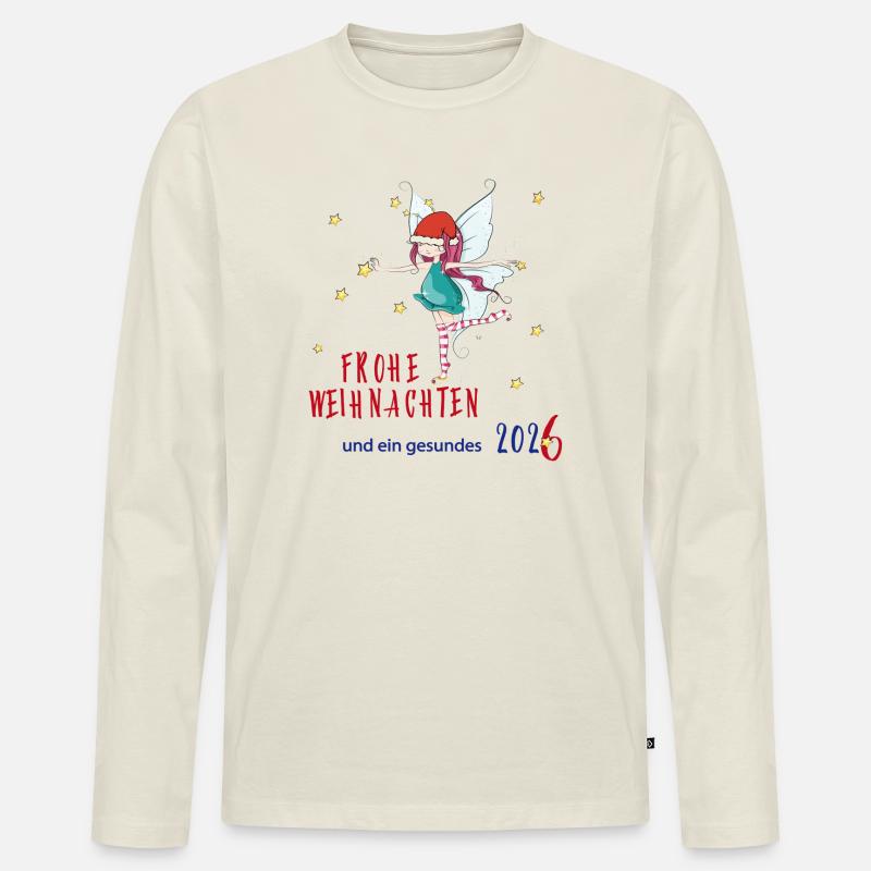 Frohe Weihnachten - Männer Premium Bio Langarmshirt - Naturweiß