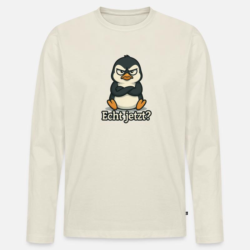 Pinguin Echt Jetzt? - Männer Premium Bio Langarmshirt - Naturweiß