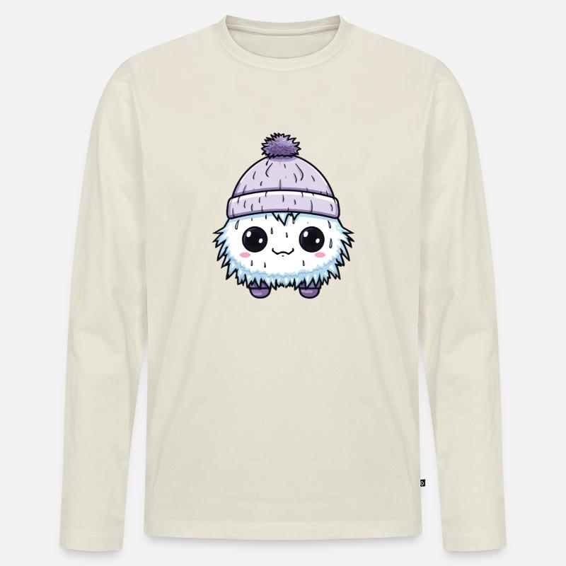 Eskimo Erkältung Comic Winter - Männer Premium Bio Langarmshirt - Naturweiß