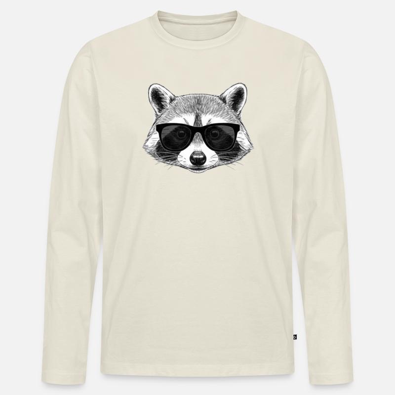Waschbär - Männer Premium Bio Langarmshirt - Naturweiß