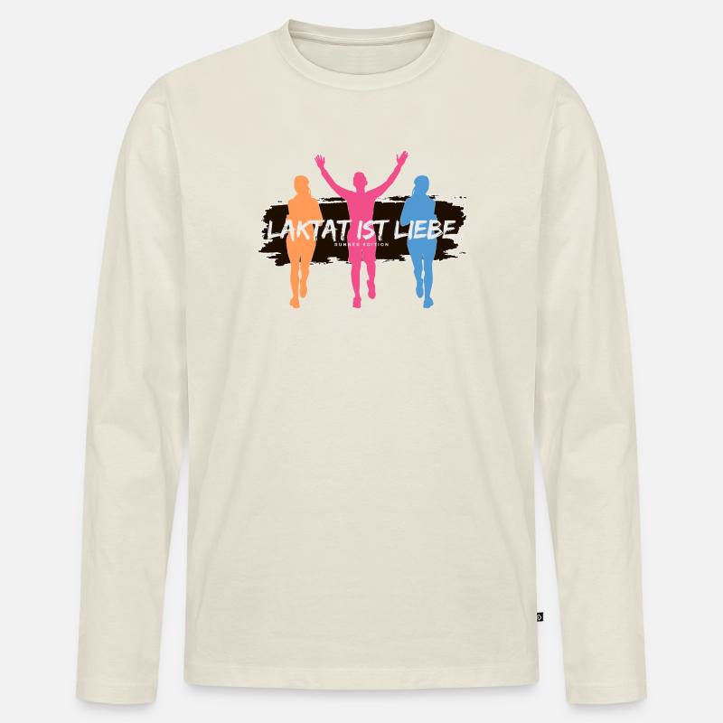 Lactate, c’est l’amour – Édition Runner - T-shirt manches longues Premium bio Homme - blanc cassé