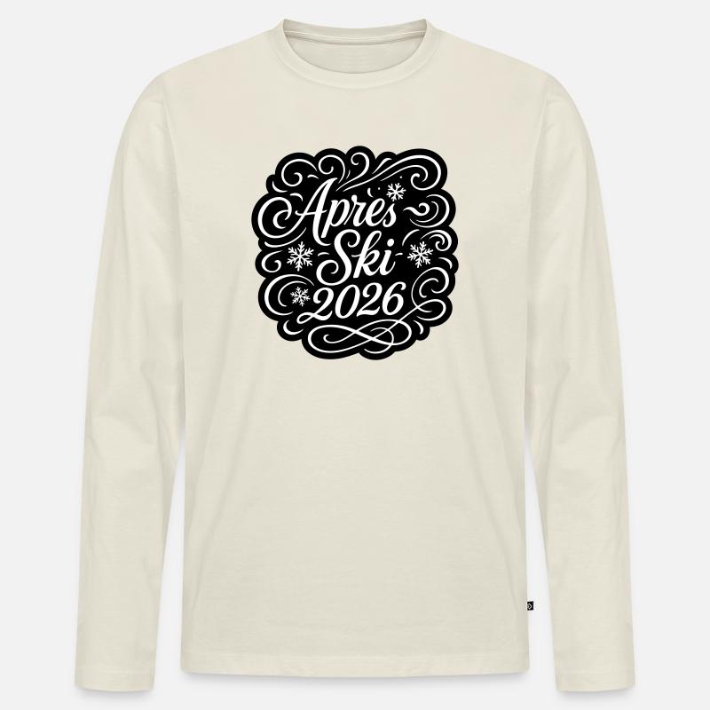 Apres Ski 2026 - Männer Premium Bio Langarmshirt - Naturweiß