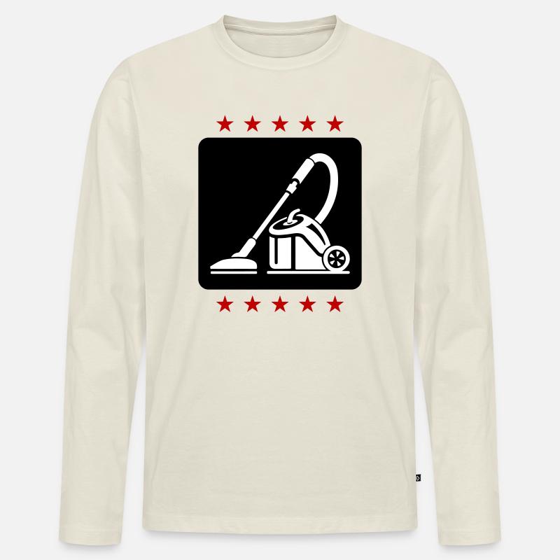 Staubsauger Putzen - Männer Premium Bio Langarmshirt - Naturweiß