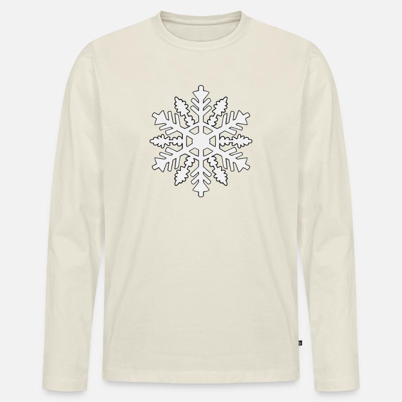 Schneeflocken-Silhouette - Männer Premium Bio Langarmshirt - Naturweiß