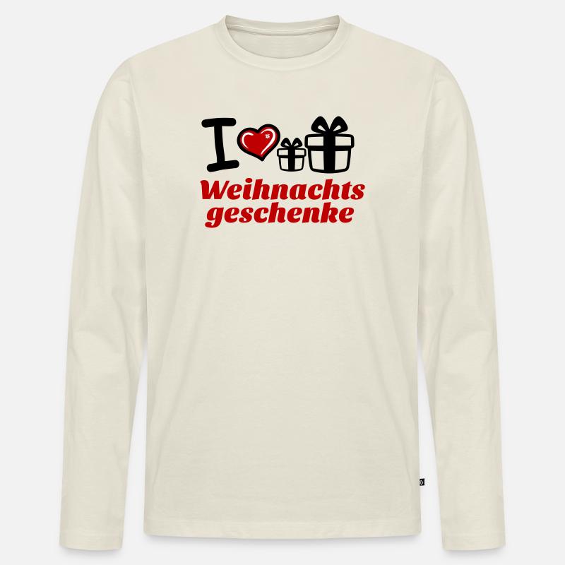 I Love Weihnachtsgeschenke  - Männer Premium Bio Langarmshirt - Naturweiß