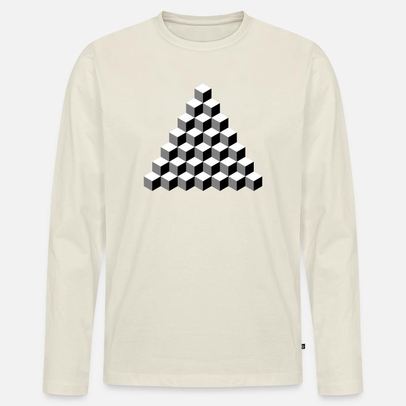 Isometrische Würfelpyramide - Männer Premium Bio Langarmshirt - Naturweiß
