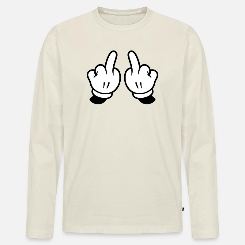 Mittelfinger Hand Frech - Männer Premium Bio Langarmshirt - Naturweiß