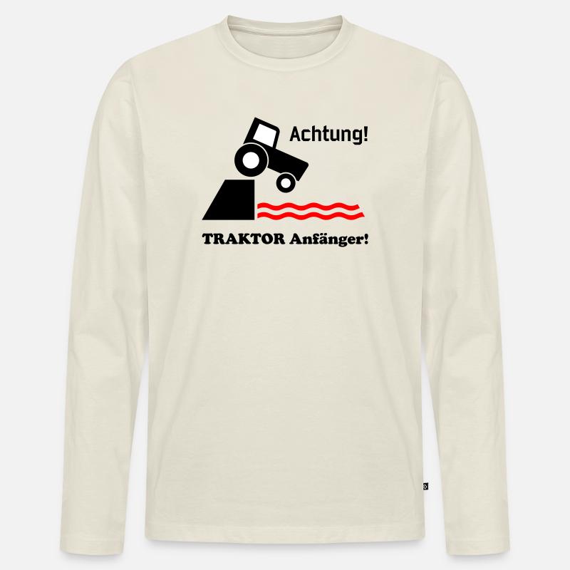 Traktor Anfaenger - Männer Premium Bio Langarmshirt - Naturweiß