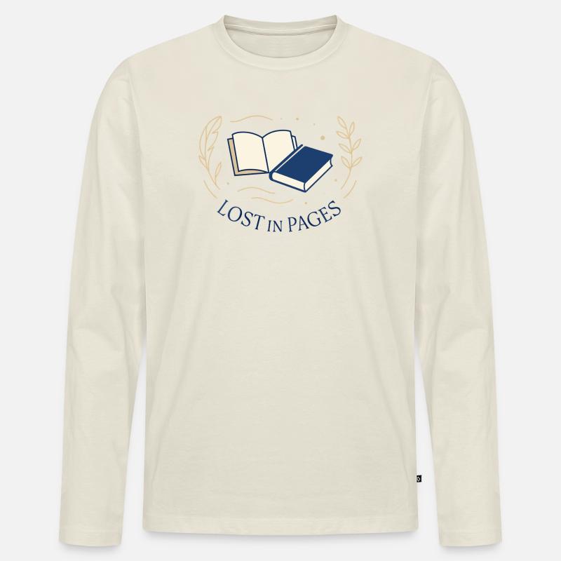 Zwischen den Seiten - Männer Premium Bio Langarmshirt - Naturweiß