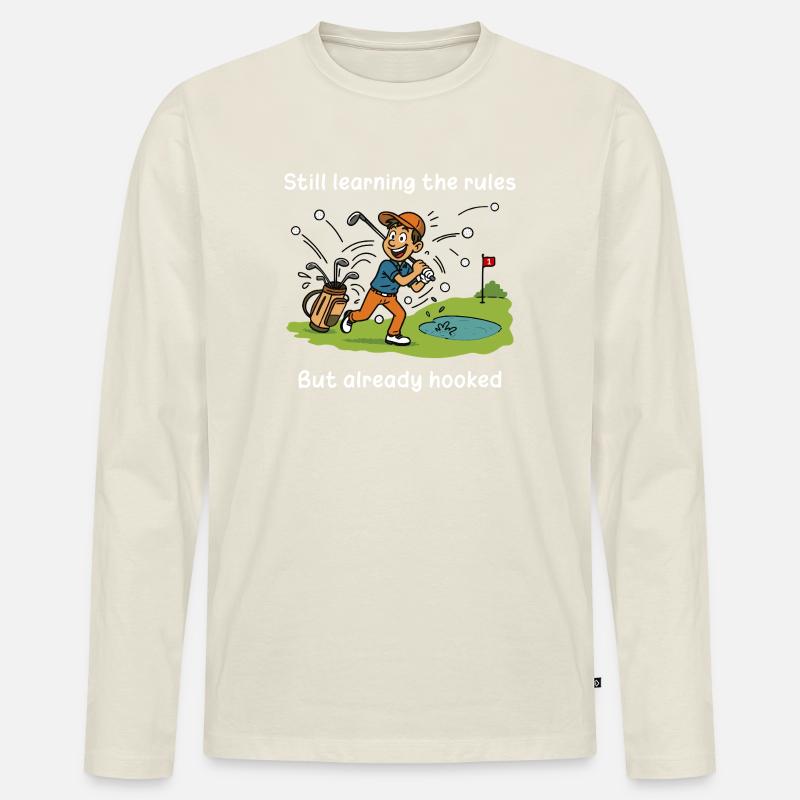 Golf – Stillernen - Männer Premium Bio Langarmshirt - Naturweiß