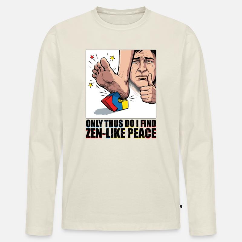 Baustein Schmerz Zen Meme - Männer Premium Bio Langarmshirt - Naturweiß