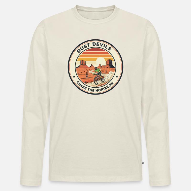 Dust Devils Desert Horizon MTB - Männer Premium Bio Langarmshirt - Naturweiß