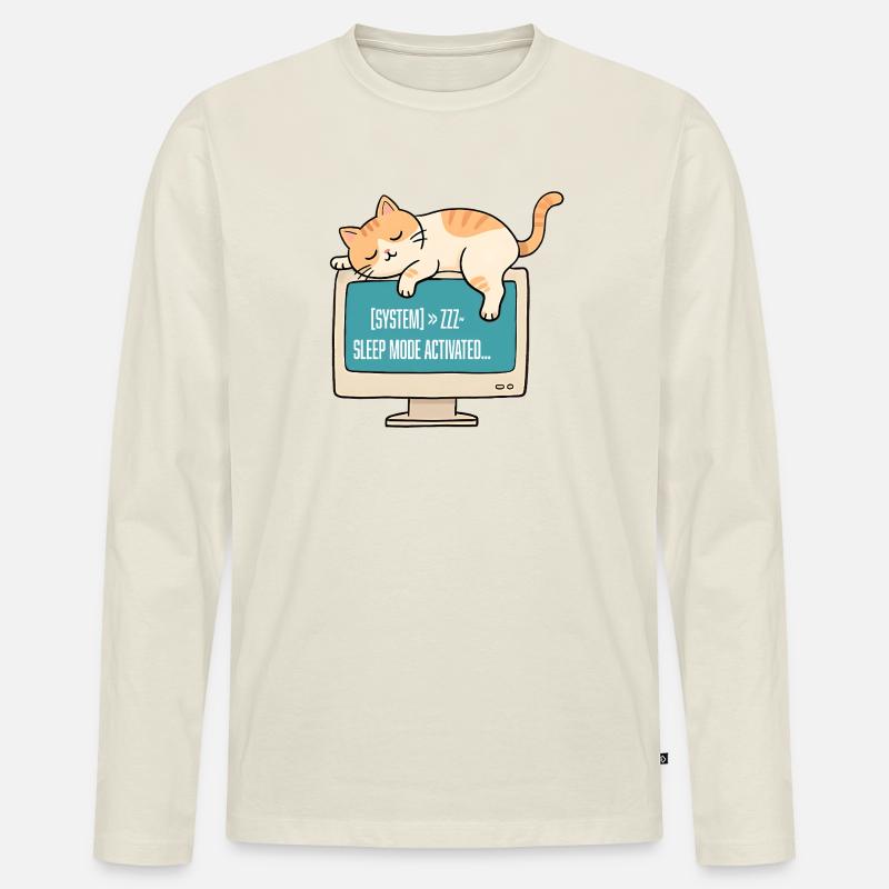 Geek-Chat im System-Standby - Männer Premium Bio Langarmshirt - Naturweiß