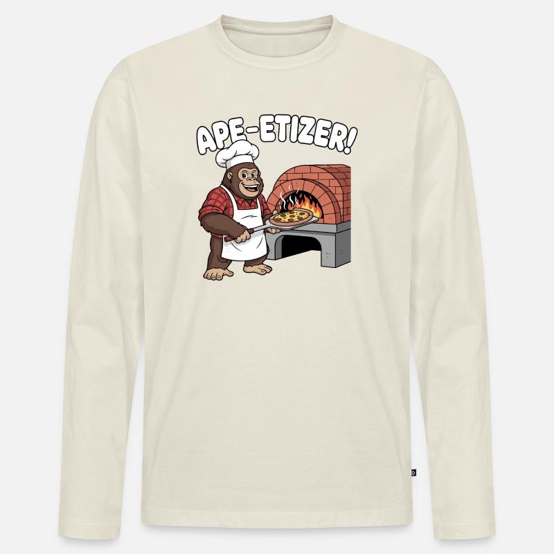 Ape-Etizer Pizza Chef - Männer Premium Bio Langarmshirt - Naturweiß