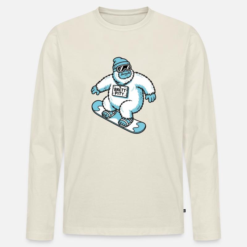 Brett Pitt - Männer Premium Bio Langarmshirt - Naturweiß