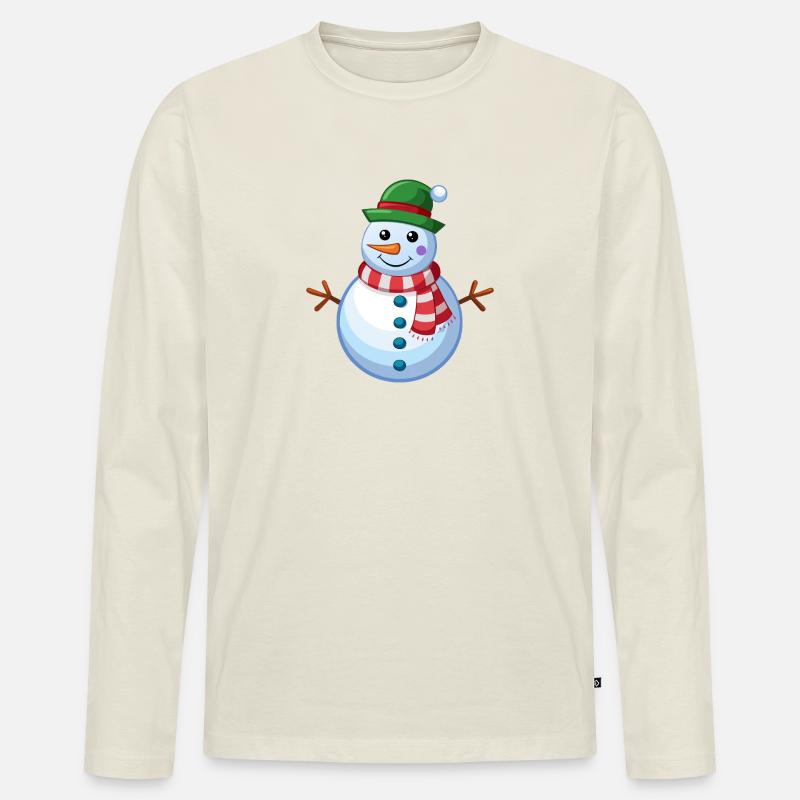 Schneemann - Männer Premium Bio Langarmshirt - Naturweiß