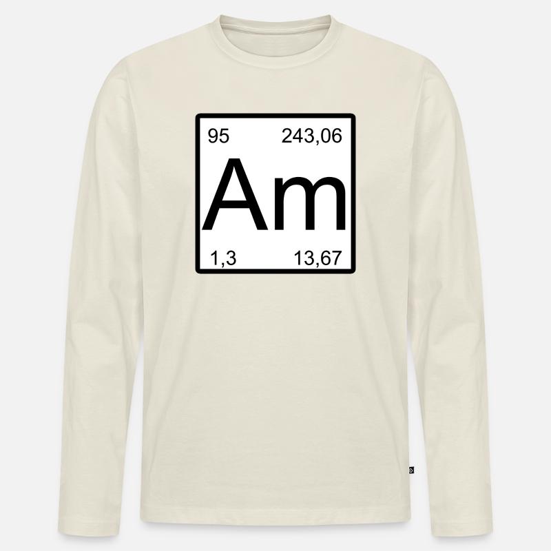 Americium Am Element Typography - Männer Premium Bio Langarmshirt - Naturweiß