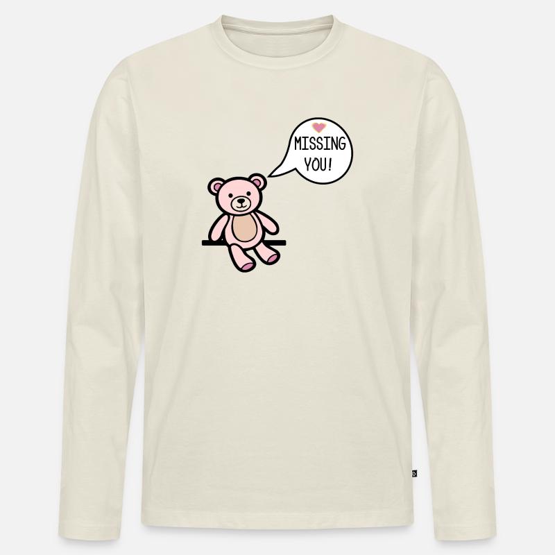 Du fehlst mir - Männer Premium Bio Langarmshirt - Naturweiß