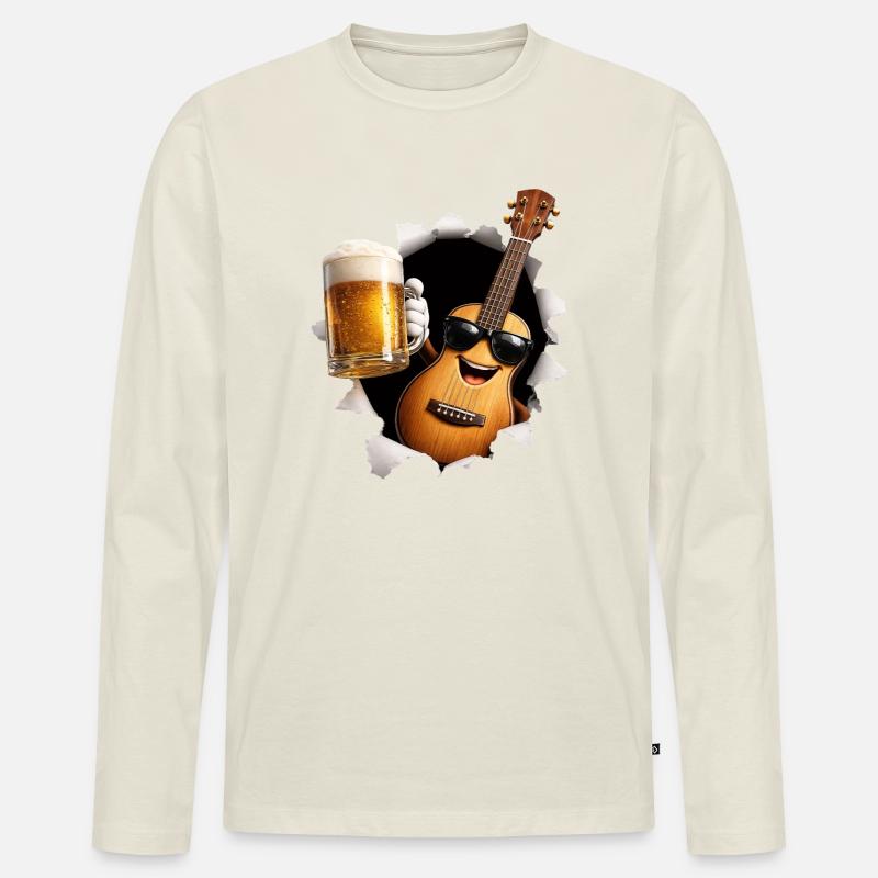 Ukulele Bier - Männer Premium Bio Langarmshirt - Naturweiß