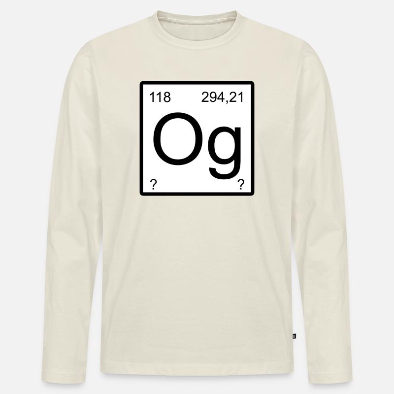 Oganesson Og Element Grafik Periodensystem - Männer Premium Bio Langarmshirt - Naturweiß