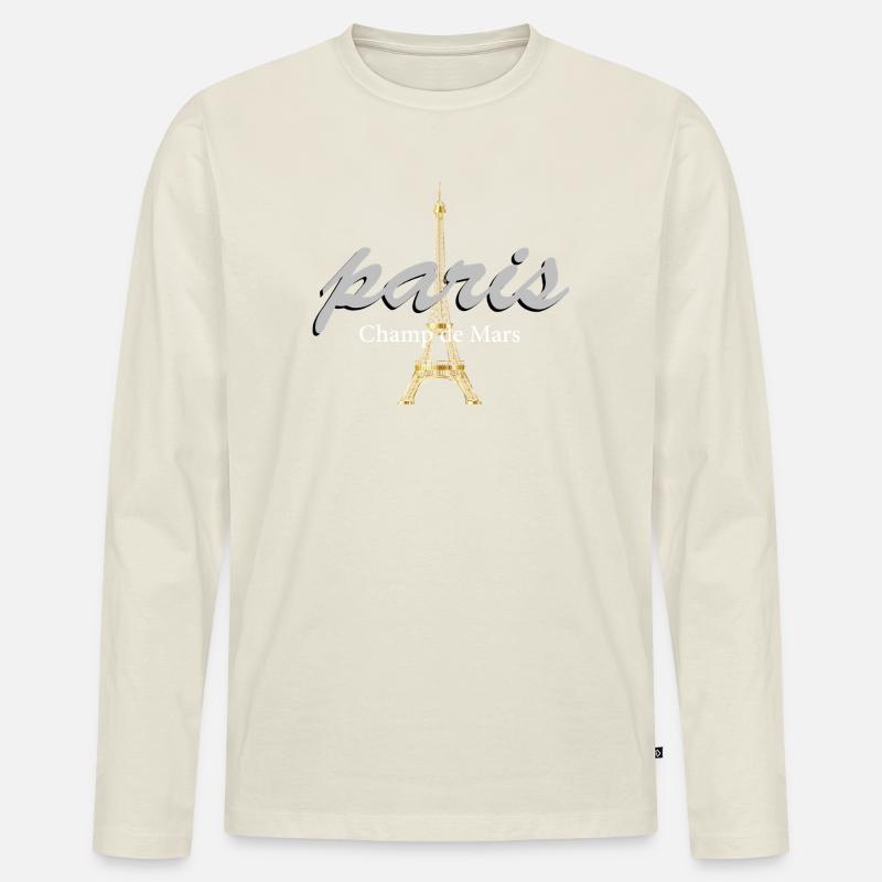 Paris - Männer Premium Bio Langarmshirt - Naturweiß