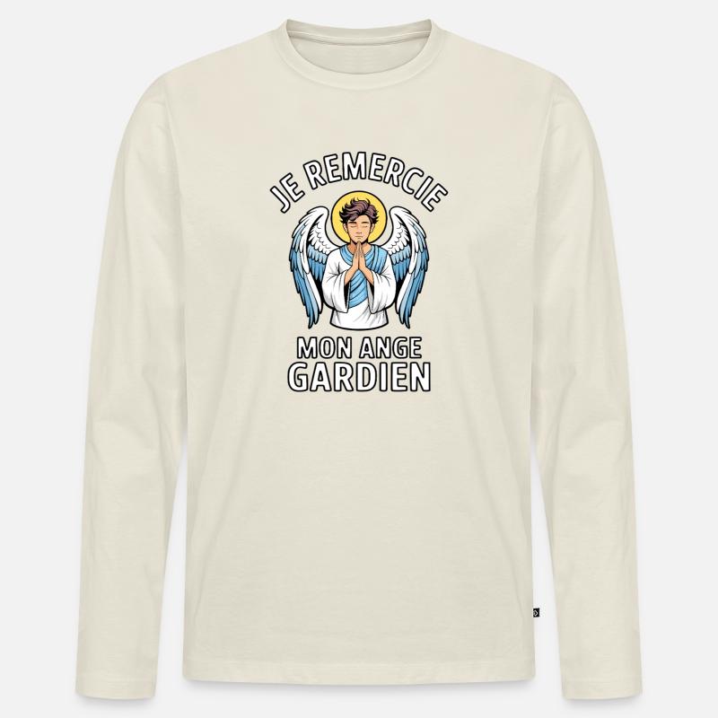 g_ange - Männer Premium Bio Langarmshirt - Naturweiß