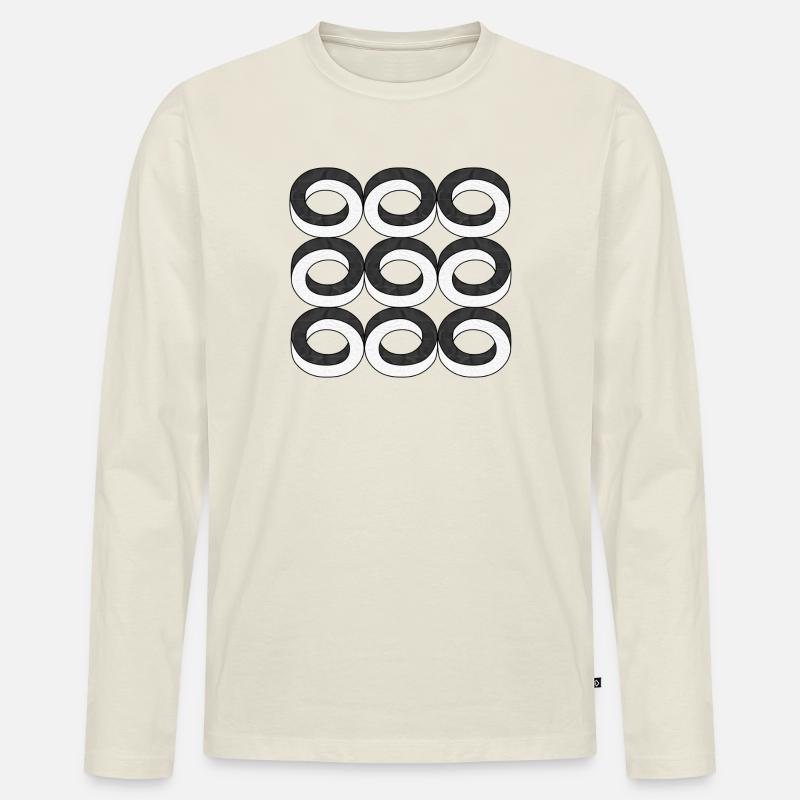 Optische Illusion Kreise Textur - Männer Premium Bio Langarmshirt - Naturweiß
