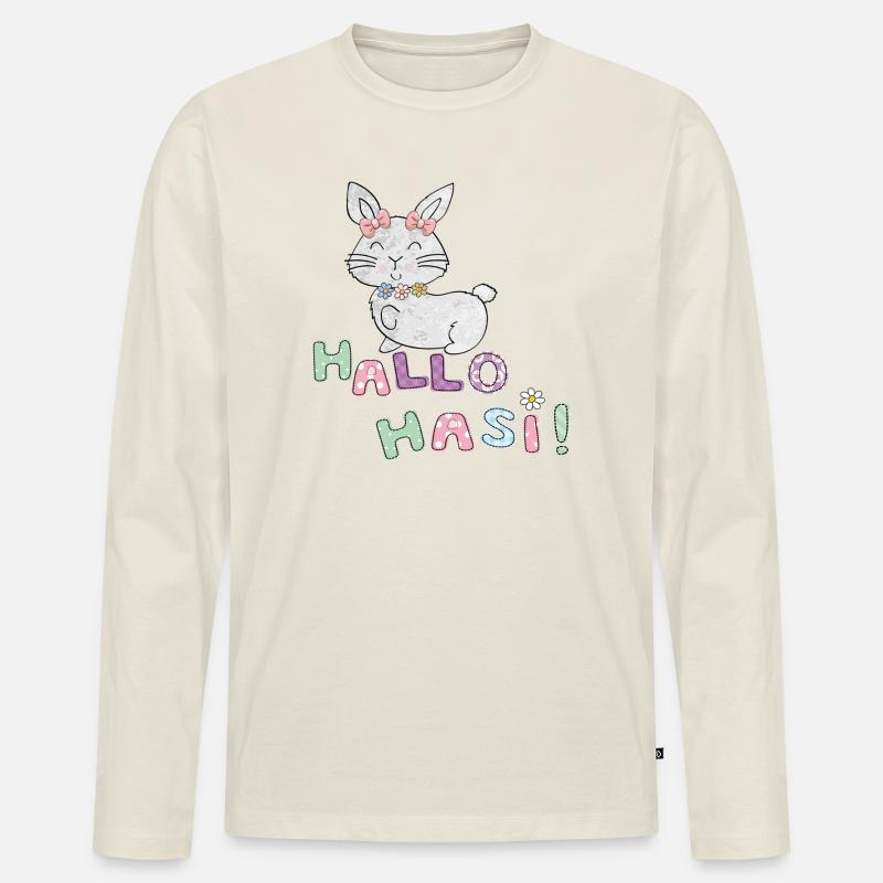  Hallo Hasi - Männer Premium Bio Langarmshirt - Naturweiß