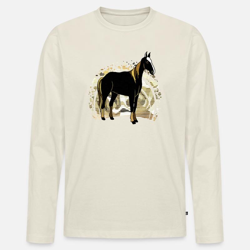 Pferd - Männer Premium Bio Langarmshirt - Naturweiß