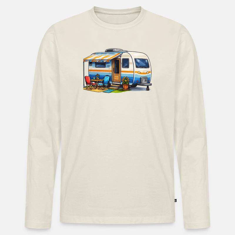 Wohnwagen Camper - Männer Premium Bio Langarmshirt - Naturweiß