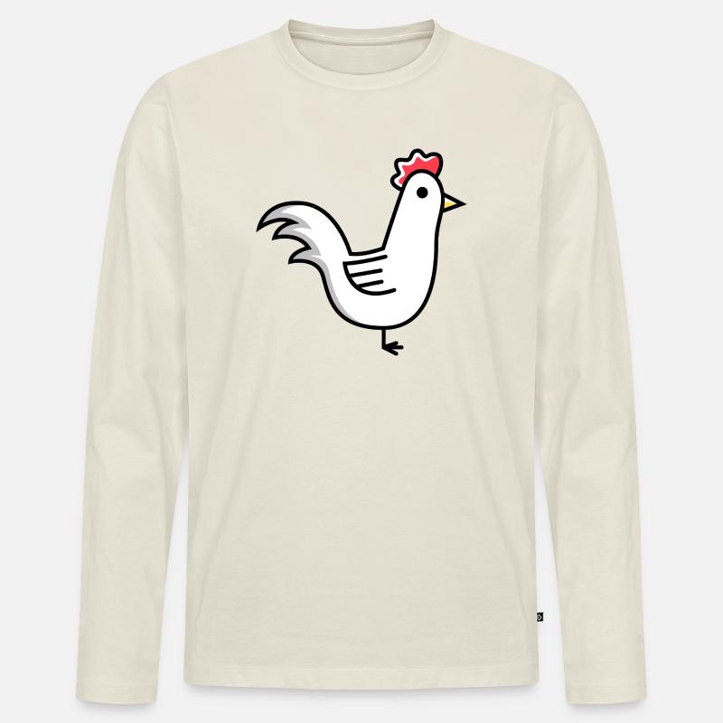 Hahn Tier - Männer Premium Bio Langarmshirt - Naturweiß